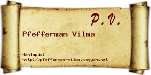 Pfefferman Vilma névjegykártya